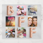 Beste vrienden zilver roze goud fotocollage BFF Sparkling Wijnetiket (Enkel label)