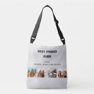 Beste vrienden zilveren foto collage namen crossbody tas