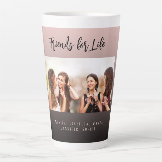 Beste vrienden zwart bruin foto namen latte mok (Voorkant)