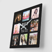 Beste vrienden zwart fotocollage bff vierkante klok (Hoek)