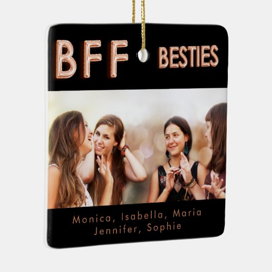 Beste vrienden zwart roos gouden besties BFF foto Keramisch Ornament (Rechts)