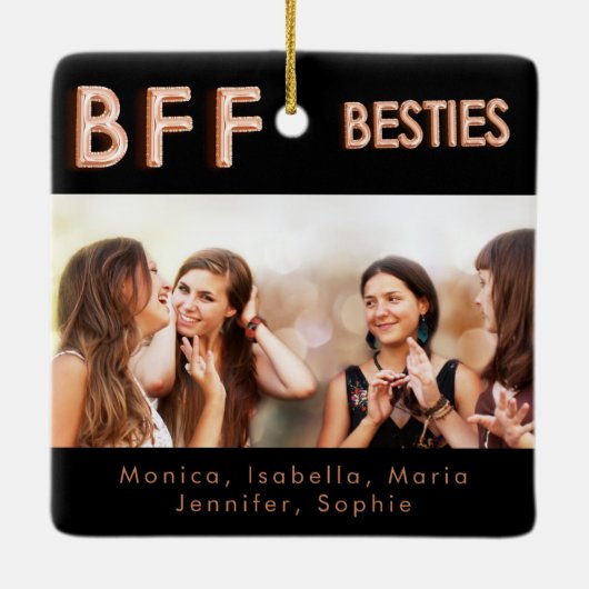 Beste vrienden zwart roos gouden besties BFF foto Keramisch Ornament (Achterkant)