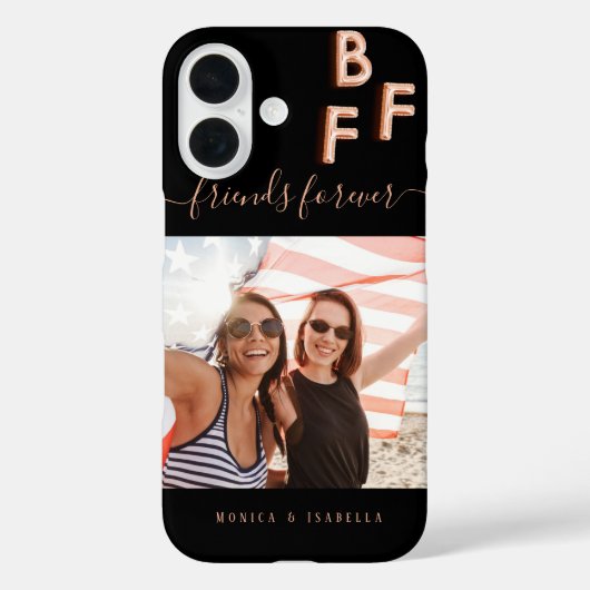 Beste vrienden zwart roos gouden foto namen Case-Mate iPhone case (Achterkant)