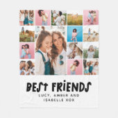 Beste vrienden zwart wit 15 foto modern minimaal fleece deken (Voorkant)