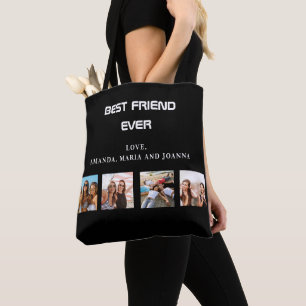 Beste vrienden zwart wit foto collage namen tote bag