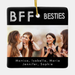 Beste vrienden zwart zilveren besties foto keramisch ornament