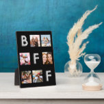 Beste vrienden zwart zilveren fotocollage BFF  Fotoplaat<br><div class="desc">Een unieke gift voor je beste vriend(in)(en) om jullie leven samen te vieren met een collage van 6 van je eigen foto's,  afbeeldingen. Een klassieke zwarte achtergrond.  De letters BFF zijn geschreven in namaak zilver met een ballon-stijl lettertype.</div>