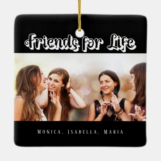 Beste vrienden zwarte foto namen modern keramisch ornament (Achterkant)
