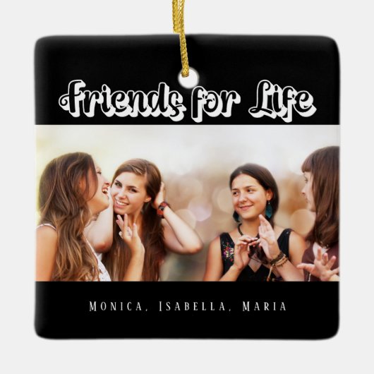 Beste vrienden zwarte foto namen modern keramisch ornament (Voorkant)