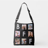 Beste vrienden zwarte zilveren fotocollage BFF Crossbody Tas (Voorkant)