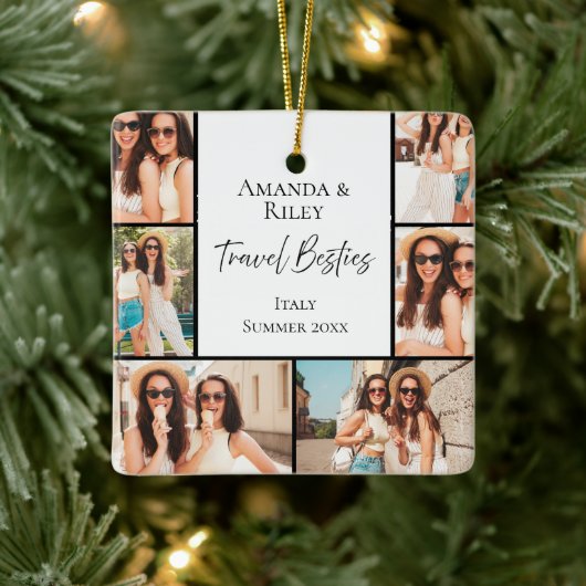 Beste Vriendin Multi Foto Keramisch Ornament (Boom)