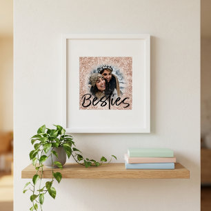 Beste vriendin Roze Goud Glitter Foto  Poster