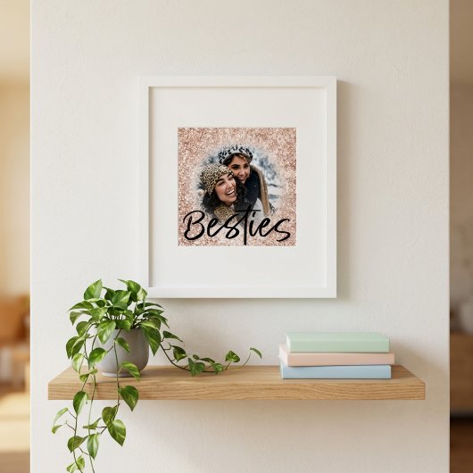 Beste vriendin Roze Goud Glitter Foto Poster
