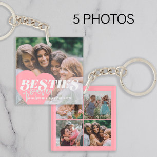 Beste vriendinnen 5 foto collage meisjesachtig roz sleutelhanger