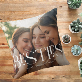 Beste vriendinnen Elegante twee foto serif overlay Kussen