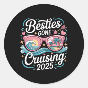 Beste vriendinnen gaan cruisen 2025 Meisjes Overee Ronde Sticker
