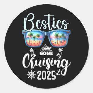 Beste vriendinnen gaan cruisen 2025 Meisjes Overee Ronde Sticker