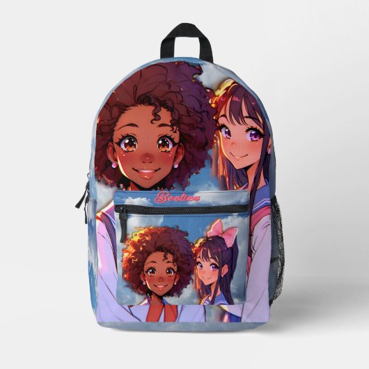 Beste vriendinnen klaar voor de eerste schooldag bedrukte rugzak (Voorkant)
