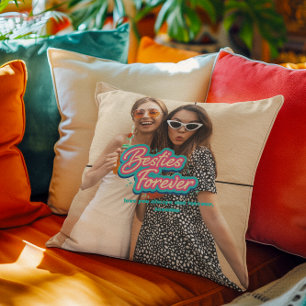 Beste vriendinnen voor altijd Retro Lettering   Fo Kussen
