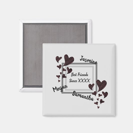 Beste vriendjesvriendschap met Bright Red Heart Magneet (Voorkant / Achterkant)