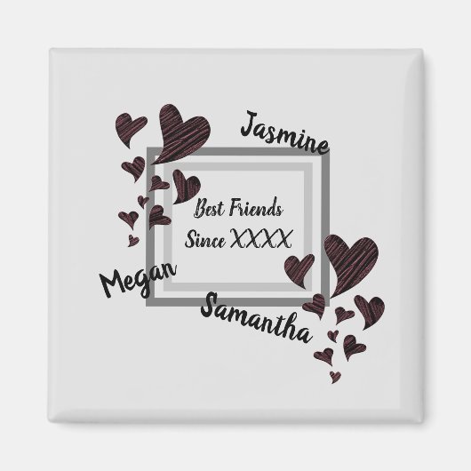 Beste vriendjesvriendschap met Bright Red Heart Magneet (Voorkant)