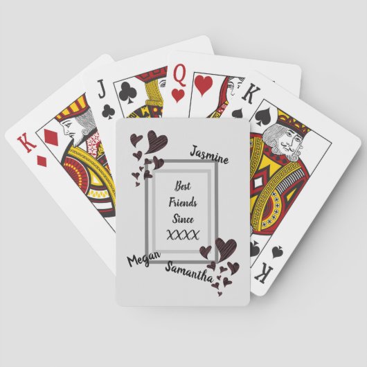 Beste vriendjesvriendschap met Bright Red Heart Pokerkaarten (Achterkant)