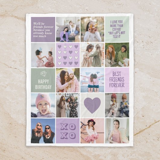 Beste Vriendschap Besties BFF Fotocollage Fleece Deken