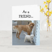 Beste vriendschap met de Cute Dog Humor Kaart (Gele Bloem)