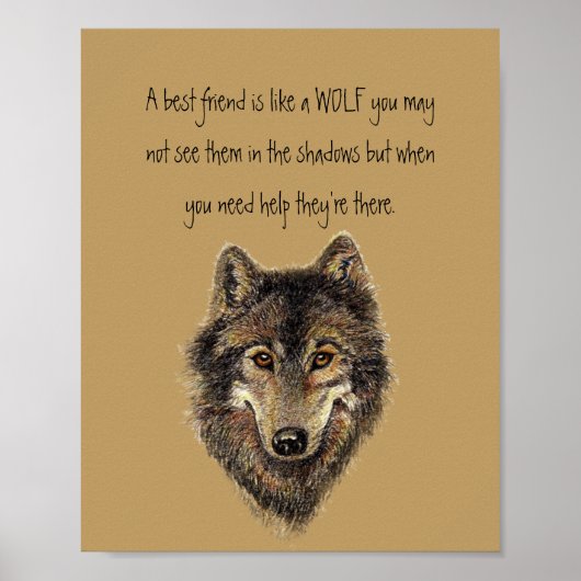 Beste vriendschappelijke Inspirerend Citaat Wolf,  Poster (Voorkant)