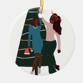 Beste vriendschappelijke kerstmis voor zwarte meis keramisch ornament