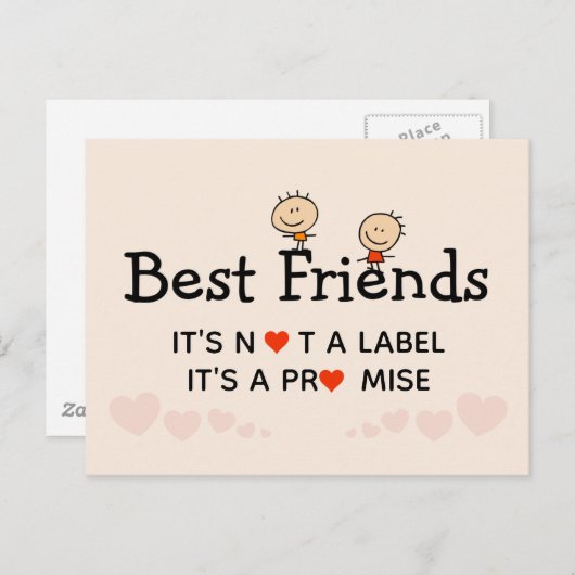 Beste vriendschapsbelofte briefkaart (Voorkant / Achterkant)