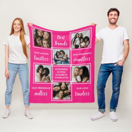 Beste vriendschapsvriendschap Geem Roze foto Colla Fleece Deken (In situ)