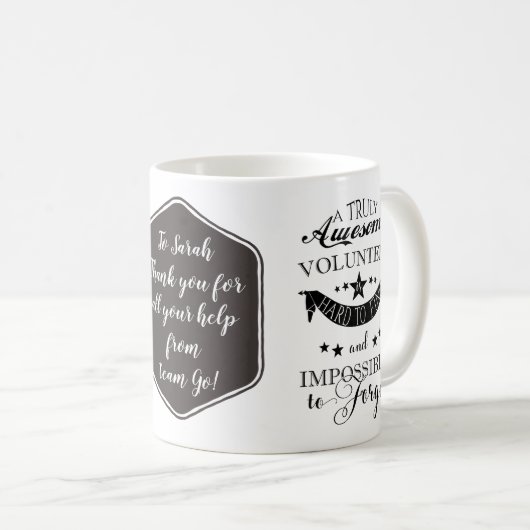 beste vrijwillige mok , aangepaste mok , bedankt (Voorkant rechts)