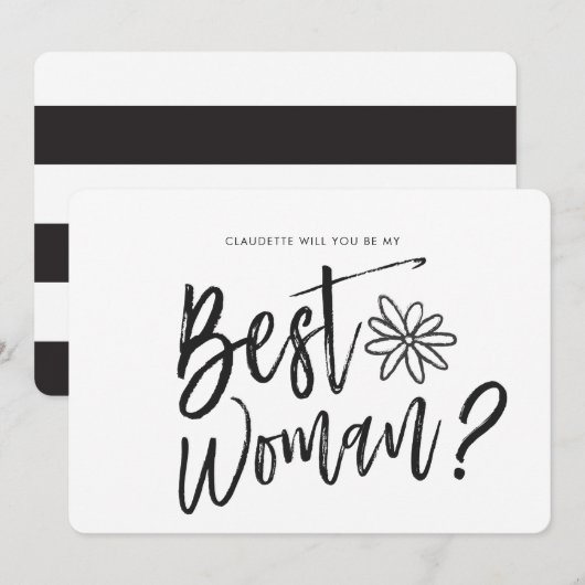Beste vrouw | Huwelijkspartij verzoek in script Kaart (Voorkant / Achterkant)