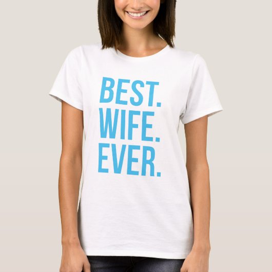 Beste vrouw in moderne blauwe tekst t-shirt (Voorkant)