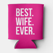 Beste vrouw in moderne witte tekst op donkerroze blikjeskoeler (Voorkant)