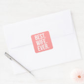 Beste vrouw in moderne witte tekst op roze vierkante sticker (Envelop)