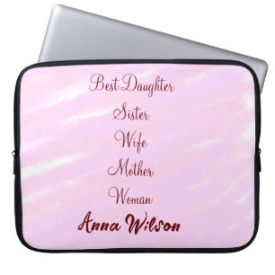 Beste vrouw moeder vrouw dochter voeg naam tekst v laptop sleeve
