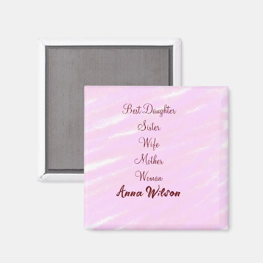 Beste vrouw moeder vrouw dochter voeg naam tekst v magneet (Voorkant / Achterkant)