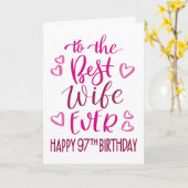 Beste vrouw ooit 97e verjaardag typografie in roze kaart (Gele Bloem)