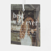 Beste vrouw ooit | Citaat- en fotocadeau Glas Ornament (Voorkant links)