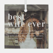 Beste vrouw ooit | Citaat- en fotocadeau Glas Ornament (Voorkant)