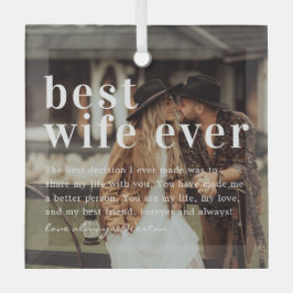 Beste vrouw ooit | Citaat- en fotocadeau Glas Ornament