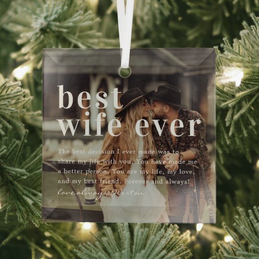 Beste vrouw ooit | Citaat- en fotocadeau Glas Ornament (Insitu)