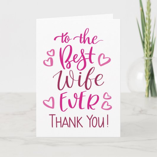 Beste vrouw ooit Dank u Typografie in Roze Kaart (Voorkant)