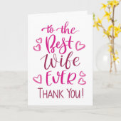 Beste vrouw ooit Dank u Typografie in Roze Kaart (Gele Bloem)