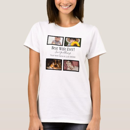Beste vrouw ooit! Familie Foto Collage Custom T-Sh T-shirt (Voorkant)