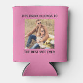Beste vrouw ooit gepersonaliseerde foto roze blikjeskoeler (Voorkant)