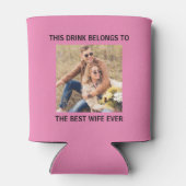 Beste vrouw ooit gepersonaliseerde foto roze blikjeskoeler (Achterkant)