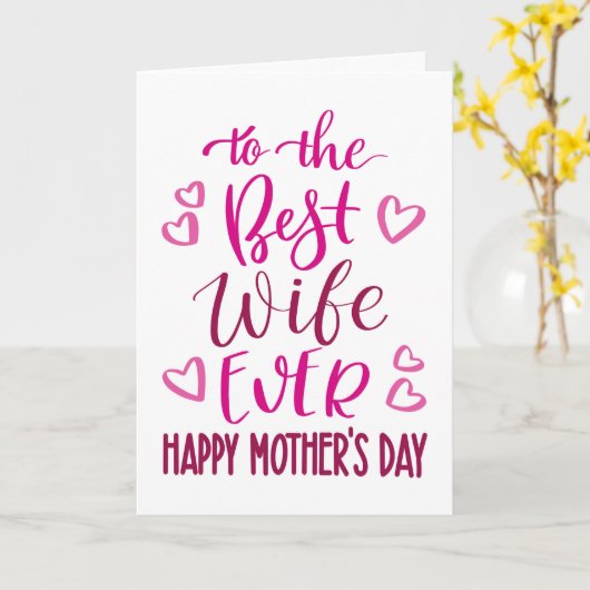 Beste Vrouw Ooit Moederdag Typografie in Roze Kaart (Gele Bloem)